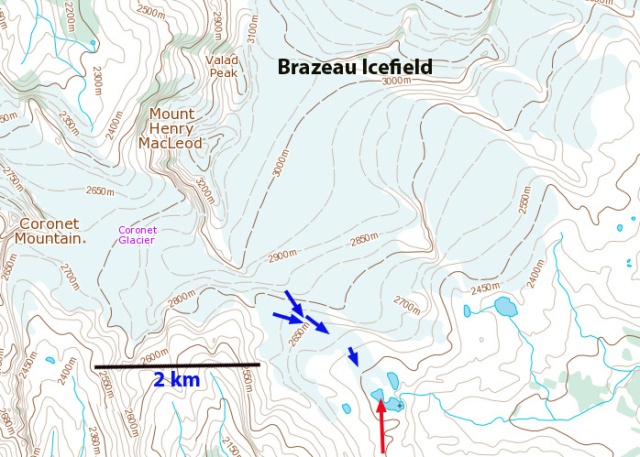 brazeau Icefield map