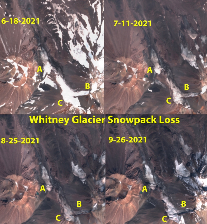 whitney glacier snowpack 2021